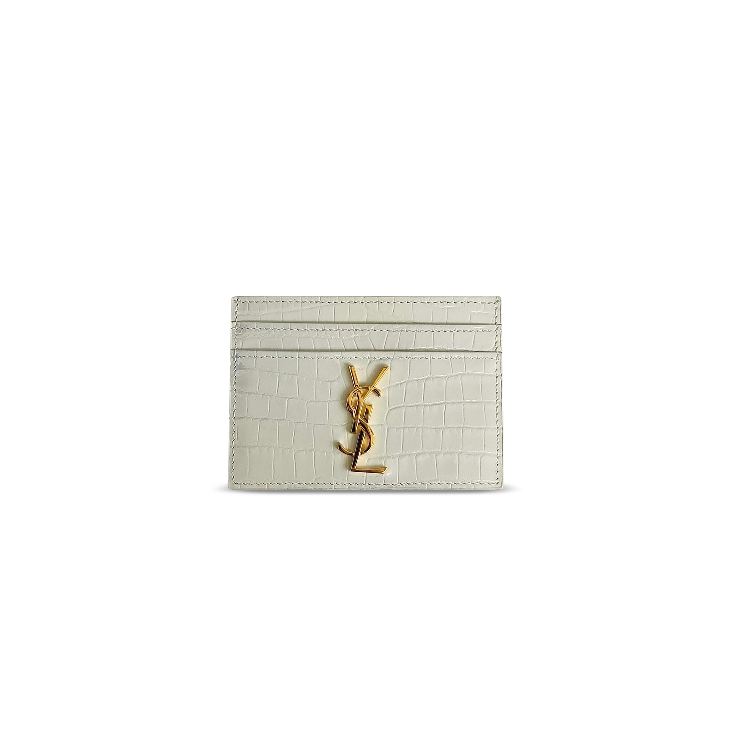 YSL CASSANDRE CARD CASE IN CROCODILE-EMBOSSED SHINY LEATHER 370778 (10.5*7.5*0.5cm)